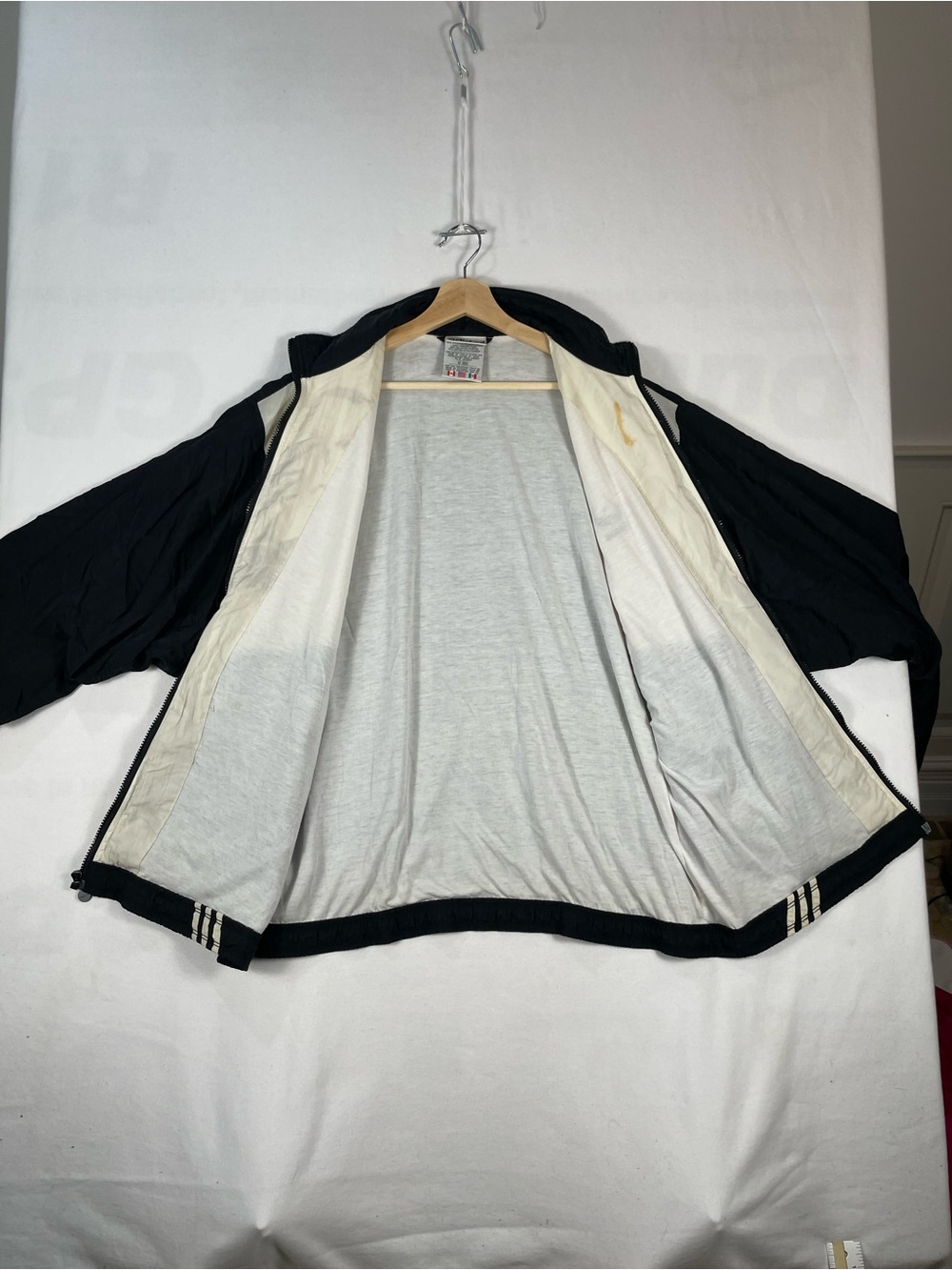Vintage Adidas Black White Trefoil Track Windbreaker Warmup Light Jacket Sz XL - Picture 3 of 14